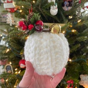 Handmade White Knit Christmas Ornament